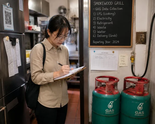 Ms Lim collecting GHG activity data